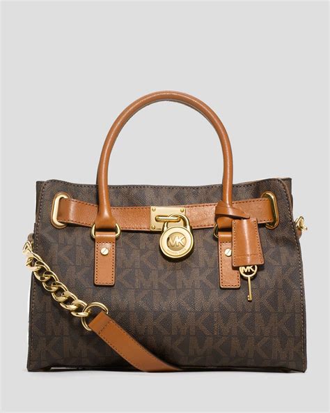 michael kors hamilton east west brown leather satchel|Michael Kors nouveau Hamilton large.